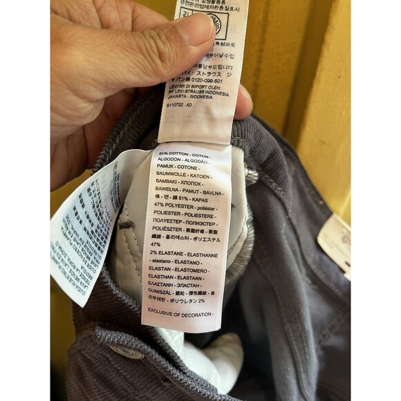 Levi's Ribcage Straight Ankle Jean 24x27 Gray Corduroy High Rise Minimalist New - Picture 8 of 9